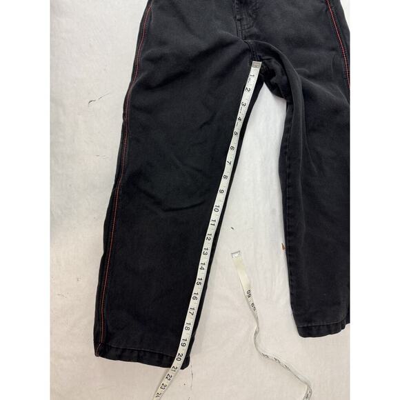 Vintage 90s Y2K Ruff Jeans Black Wide Leg Carpenter Embroider Kids 20" * 21" 5/6 - Picture 8 of 11